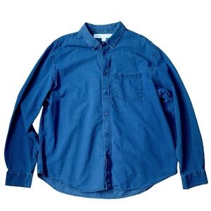 Old Navy Men’s Button Down Dress Shirt XXL Navy Blue Casual Slim Fit
